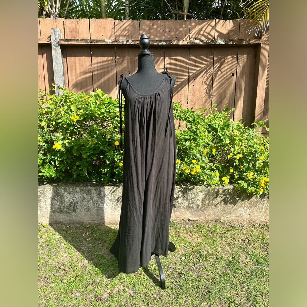 Mikoh Black Maxi Dress with Tie-Strap Shoulders